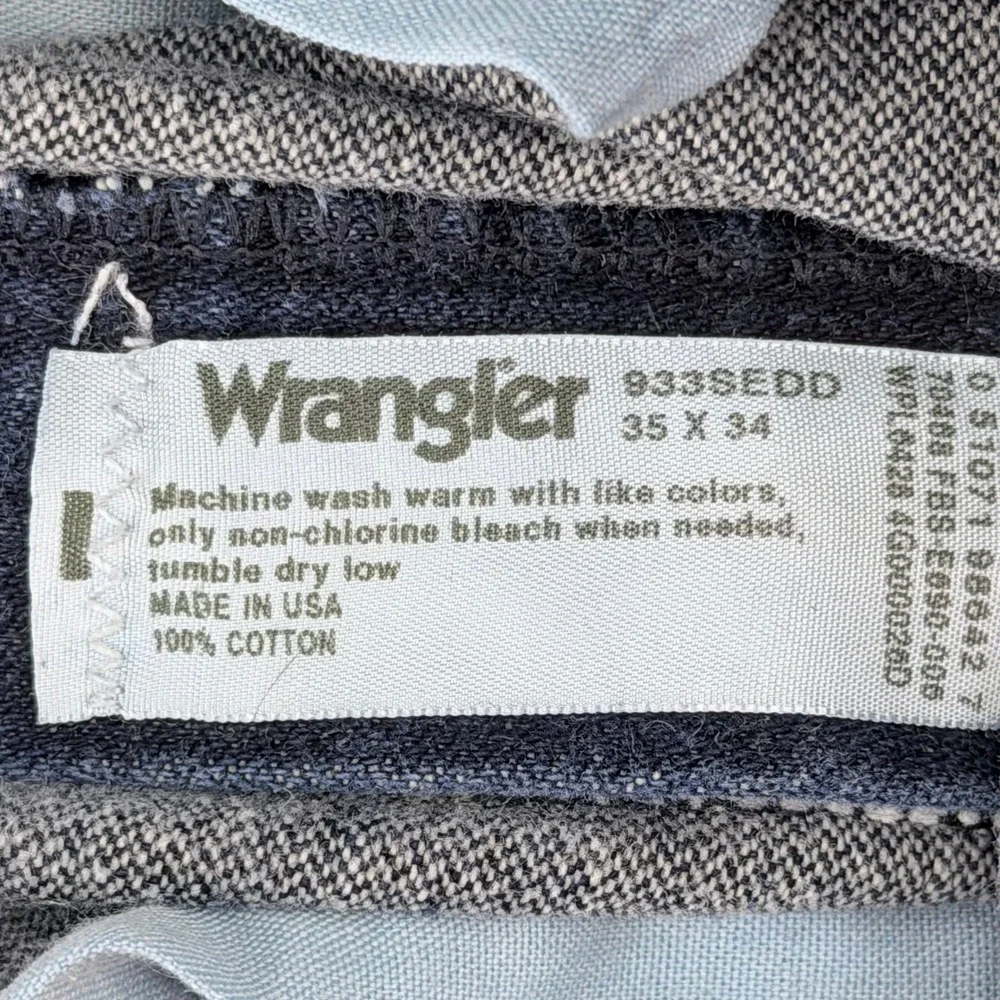 Wrangler 933SEDD Vintage Jeans 35x34 Made in USA Black Patch Dark Indigo Denim